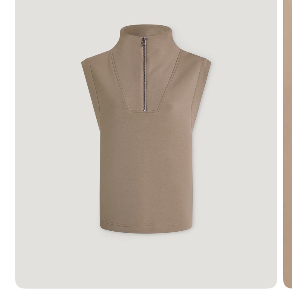 Varley magnolia half Zip Tank - Tan